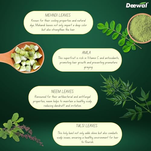 Image of Deewal Herbal Khadi Mehndi Powder (Pack of 2) | Hair Color & Conditioning | With Amla, Bhringraj, Neem & Shikakai | For Men & Women