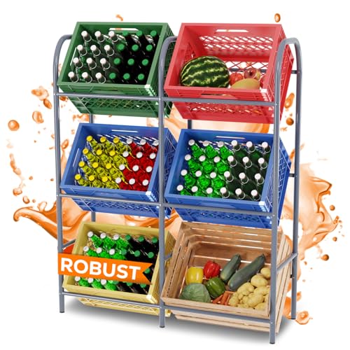 TroniTechnik® Getränkekistenregal 6 Kisten Getränkeregal Kistenregal 6 Kästen Bierkastenständer Getränkeständer Kistenständer Flaschenkastenregal aus Metall mit Wandhalterung schmal
