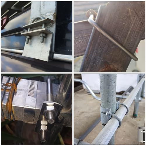 Image of 6 Pcs Square U Bolt in Zinc Plated U Bolt Zn, Industrial and Scientific Supplies U Bolts, Galvanized Steel Square Trailer U-Bolt for Boat Trailer Tube, Rectangular Wood and Metal Objects