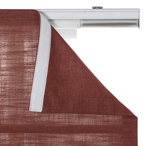 Image of TWOPAGES Liz No Drill Cordless Roman Shades Linen Textured Roman Blinds for Windows, Custom Made Room Darkening Blackout Roman Window Shades, Hardware Included, FireBrick, 1 Piece