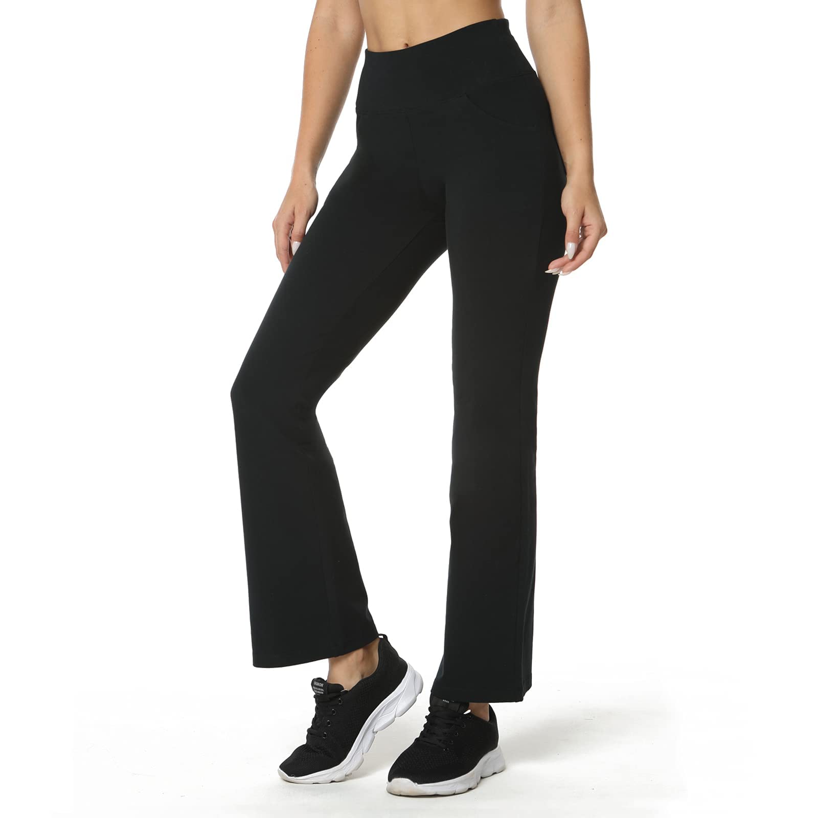 Houmous S-XXXL 29''31''33''35'' Inseam Women's Cotton Bootcut Pants Inner Pocket