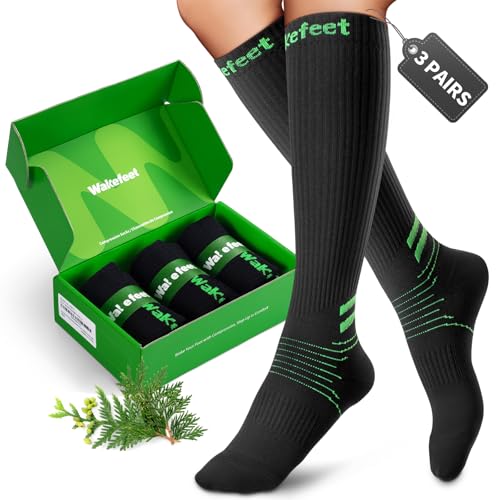 Image of Medical Compression Socks for Men & Women, 3 Pairs 20-30mmHg Knee High Graduated Compression Stockings for Circulation, Swelling, Varicose Veins, Flying, Travel, Nurses, Running, Pregnancy