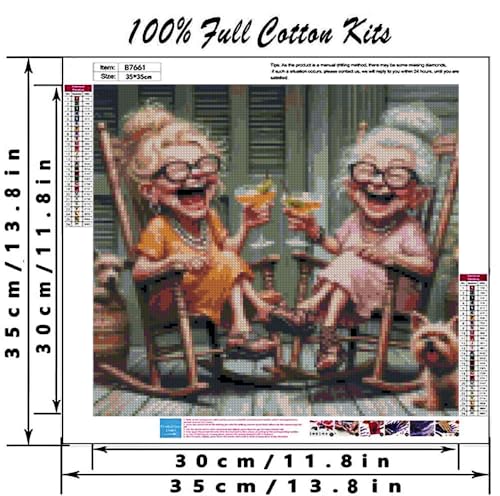 Image of MYBISYMQQ Stamping Cross Stitch Kit,Granny Stitch Kit for Adult Beginners, Full Line DIY Cross Stitch Stitching Kit for Home Decor Cross Stitch Patterns 13.7x13.7 inches