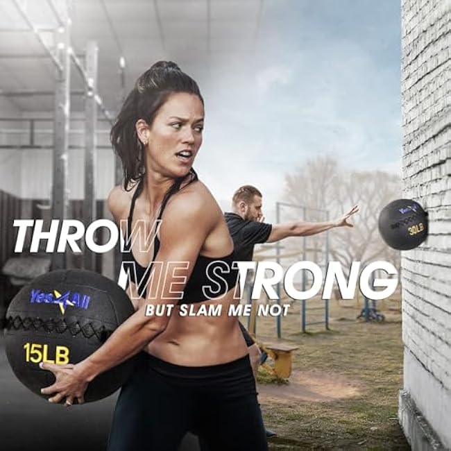 Yes4All Wall Ball, Soft Leather Weighted Iron Sand Ball for Dynamic Multifunctional Exercise, 6 LB - 30 LB