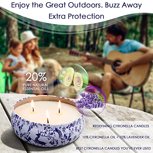 TRINIDa Citronella Candle Outdoor, 14.5oz - 100 Hours Lavender & Citronella Candle, 3 Wicks Large Citronella Candle Set, 100% Organic Soy Wax & Natural Plant Essential Oil, Buzz Away & Relaxing - Image 4