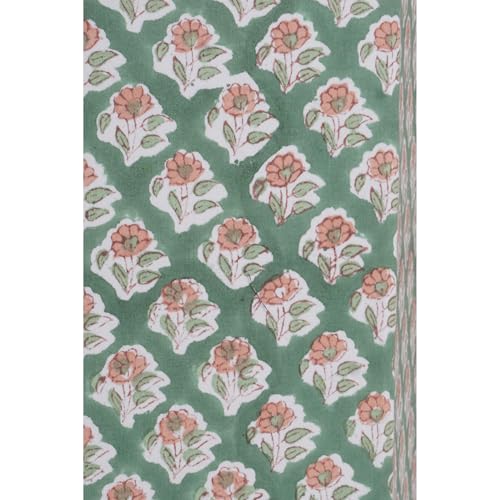 Image of Floral Hand Block Printed 3.3 Gallon Decorative Waste Basket - Eco-Friendly Cardboard Trash Can, Plastic-Free & Sustainable, Perfect for Christmas and Housewarming Gifts (1, Green Botti)