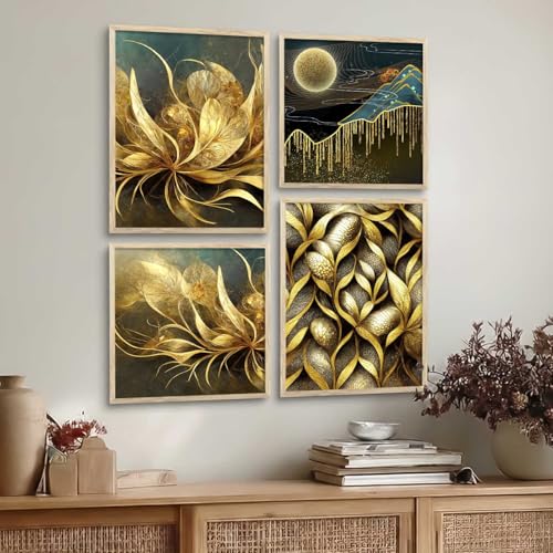 Image of kotart Aesthetic Modern Wall Decor Paintings with Frame for Home Decoration - Painting for Living Room Bedroom - Painting for Wall Decoration Set of 4 (Art 2, Small (10x13 or 10x10 inch))