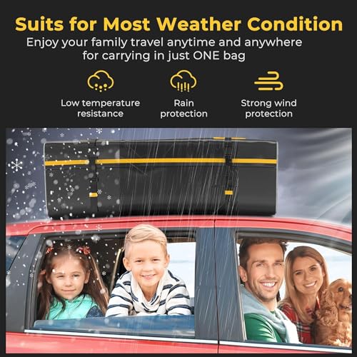 KYX Car Roof Bag Cargo Carrier –15 Cubic Feet Waterproof Roof Top Luggage Bag for All Cars with/Without Racks, Double Rain Curtain, Anti-Slip Mat - Image 3