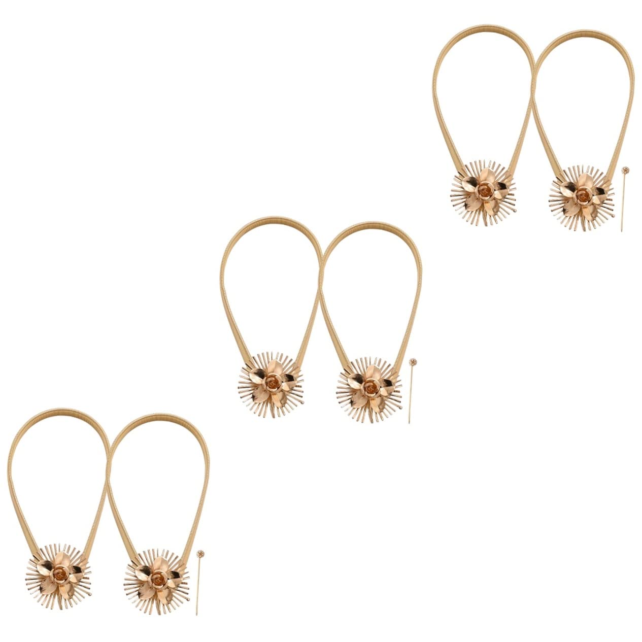 Abaodam 6stücke Flexible Metall Gardinen Raffhalter Mit Blüten-Design Moderne Vorhang Halterungen Für Eleganten Und Büro Goldene Farbgestaltung