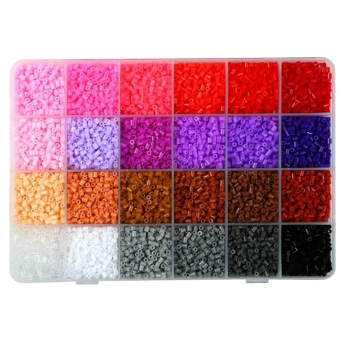 LIHAO 12000 Bügelperlen Set Steckperlen in Sortierbox Kinder DIY Perlen für Bügelperlen Platte (2,6 mm, 24 Farben, Dunkel Stil)