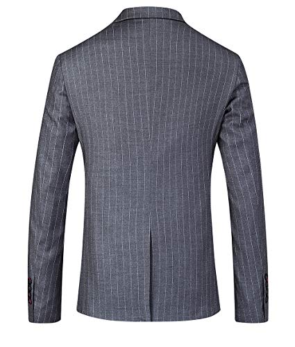 Mens 3 Piece Pinstripe Suit Slim Fit Casual Dress Suits Blazer + Vest + Pants2