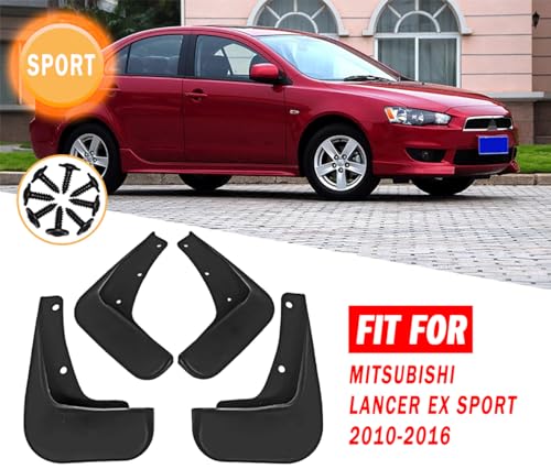 Image of Mud Flaps Mud Guards Fit for 2010-2016 Mitsubishi Lancer EX Sport, Front & Rear Mud Splash Guards Accessories - 4 Pc, Black