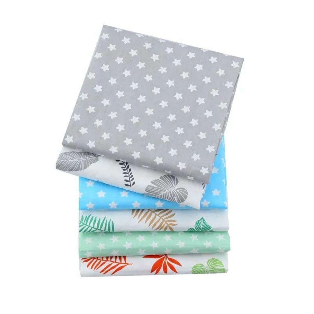 CraftsFabrics 6pcs/Lot Stars Tropical Leaves 100% Cotton 40x50cm Wide Fat Quarters Fabric Bundle for Children's Quilting - Image 4