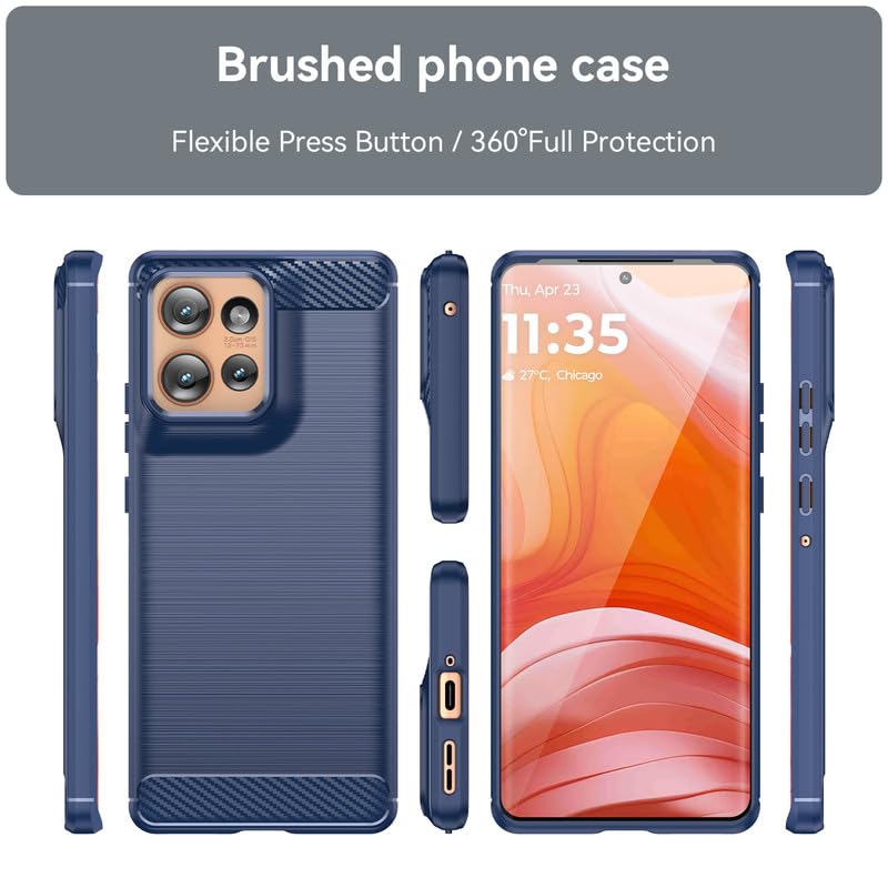 Image of Hybrid Carbon Fiber Back Case for Moto Edge 50 (Blue)
