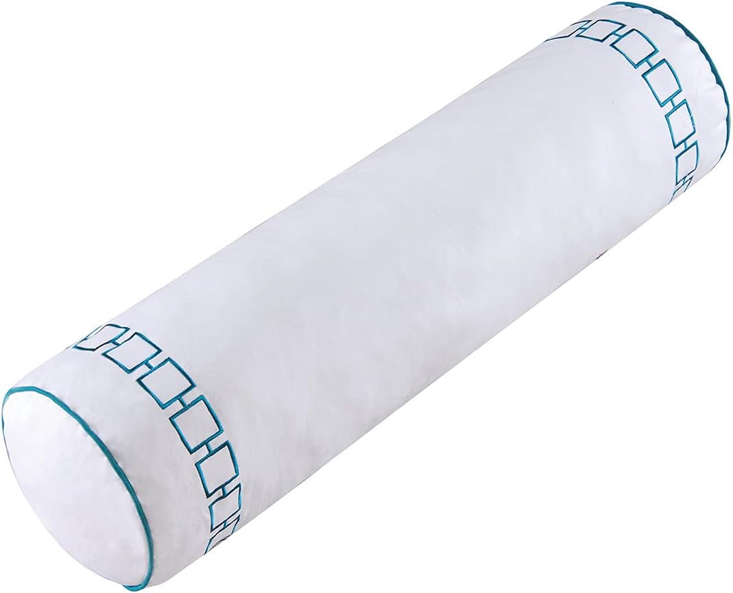 C&F Home Cora Blue Neckroll Embroidered Throw Pillow Blue