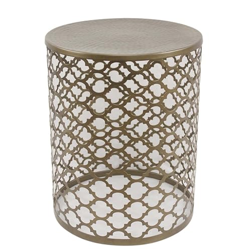 Casa Moro Table d'appoint Arabesk Orientale Ronde en métal Aspect Laiton Antique, Produit Artisanal Table Basse Style marocain Grande Taille IR-5848