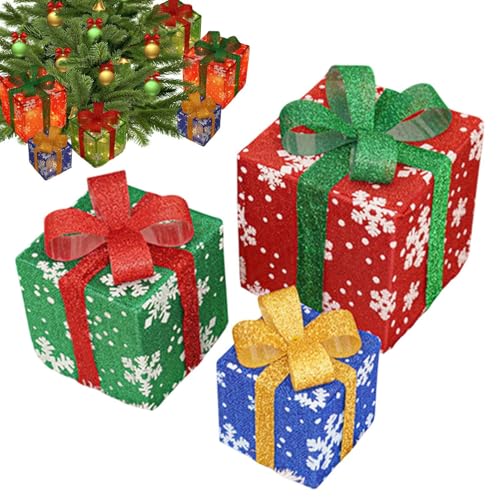 Boîtes décoratives de Noël lumineuses à LED cubes de 15.5 cm - 2