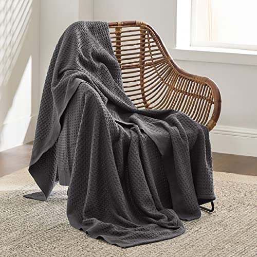 Bedsure 100% Cotton Twin XL Blanket, Waffle Weave, Charcoal Grey, 66"x90" by Bedsure - Used condition - Image 3