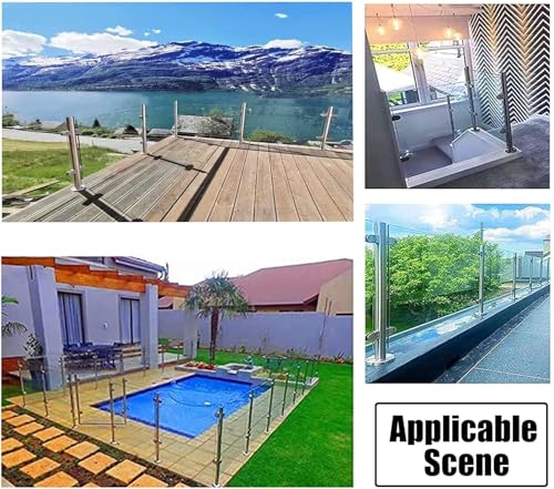 Poteau de balustrade en acier inoxydable au sol avec pinces à verre d'angle T - 4