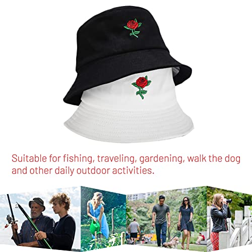 Image of Cotton Bucket Hat for Women Men Summer Travel Sun Beach Bucket Cap, Unisex Outdoor Fisherman Hat