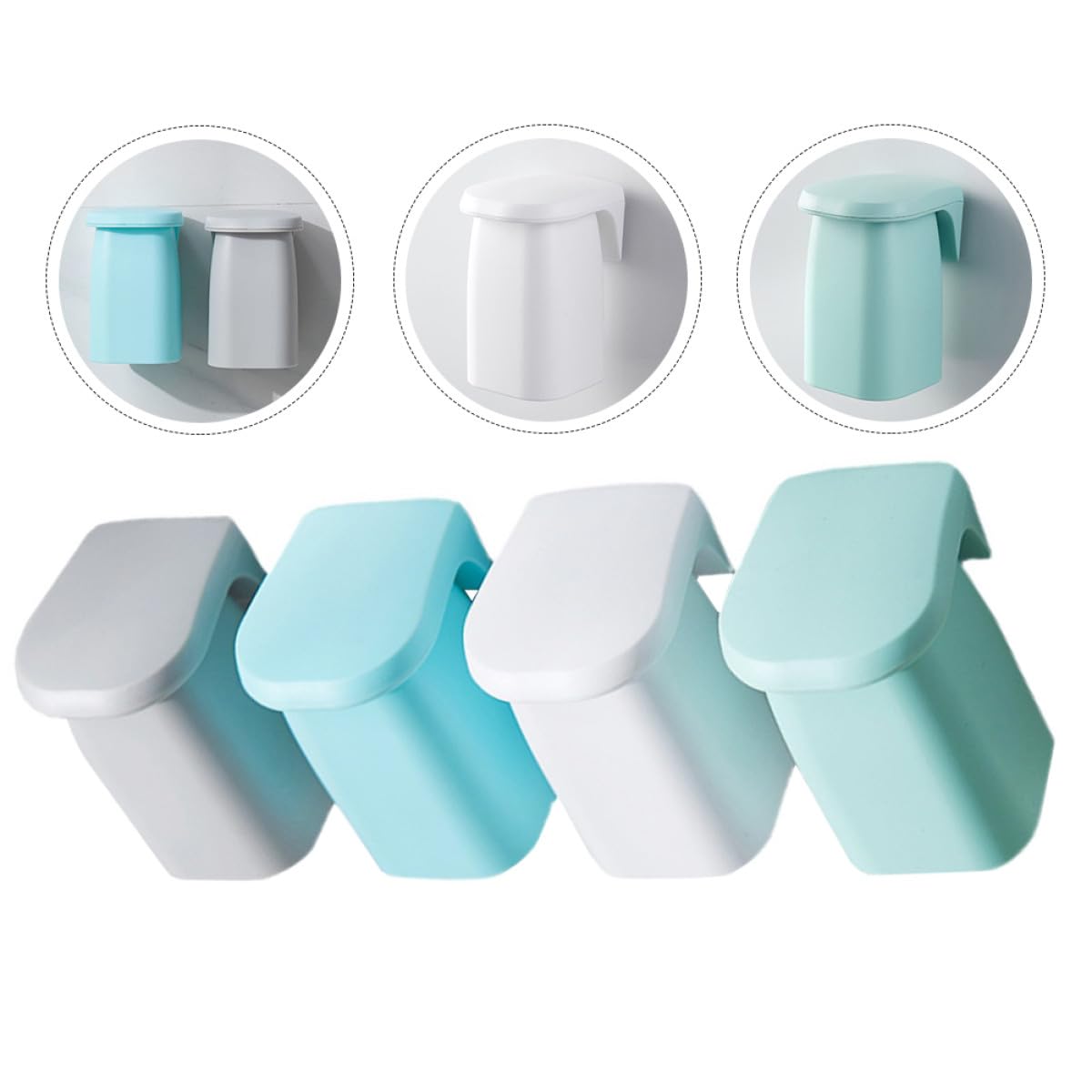 Artibetter Portaspazzolini da Bagno Magnetico da Parete 4 Pezzi in Pp Semplice per Casa Adesione Potente e Prevenzione Polvere senza Perforazione