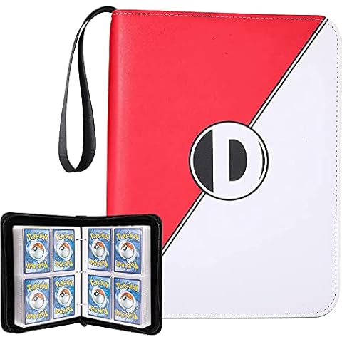 XINRISHENG Binder for Pokemon Cards with Sleeves, Card Holder Book Compatible Pokémon Trading Cards, Holds Up to 400 50 Pcs 4-Pocket Pages, Collector Album Zipper Carrying Case Cover