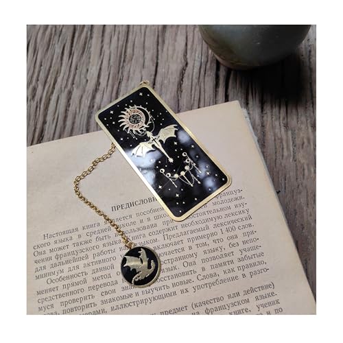 Famweylami ‌Segnalibro Drago Alato in Metallo - Regalo Fantasy per Appassionati di Libri ，Dark Academia, Halloween, Design Gotico