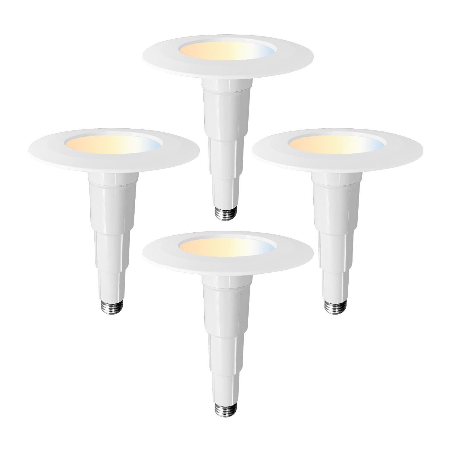 4 Pack 4 Inch LED Can Lights 5CCT Recessed Lighting,Selectable 2700K/3000K/3500K/4000K/5000K Length Adjustable Retrofit Downlight,6.5W=40W,500LM,Dim,Slope Trim,Easy Install
