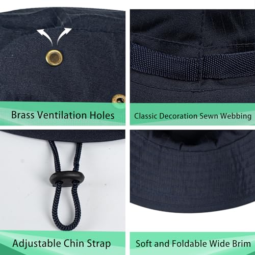 Image of Sun Hats for Men Women Boonie Hat UPF 50+ Bucket Hat Wide Brim UV Protection Fishing Hiking Safari Outdoor Hats