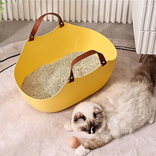 Arenero portátil para gato con bordes altos y asas miniatura 7