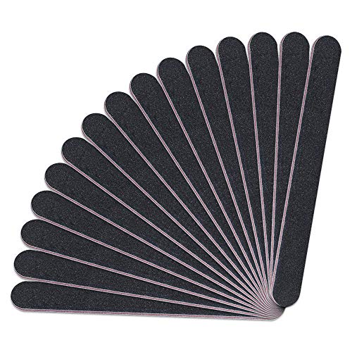 15PCS IFUNSON Professional Nail File Double Sided 120 180 Grit, Emery Board Manicure Pedicure Tool Black
