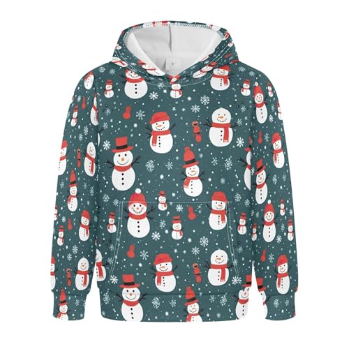 Kids Hoodies Sweaters Christmas Xmas Snowman Hooded Sweatshirts with Big Pockets for Boys Girls B0400340