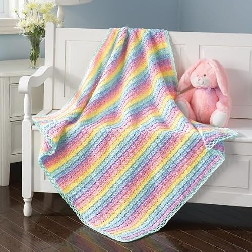 Mary Maxim Rainbow Shells Baby Blanket Crochet Kit, Soft Crochet