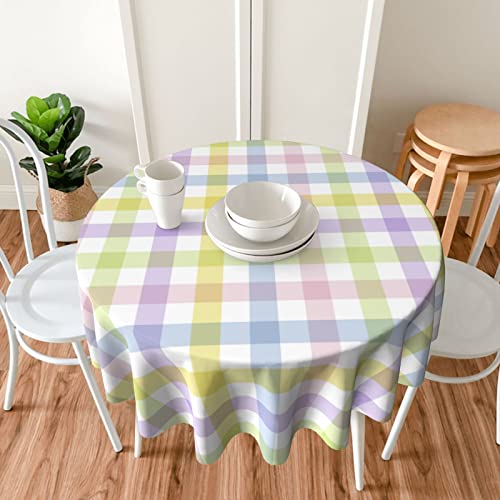 BETGINY-Easter-Plaid-Round-Tablecloth-70-InchSpring-Coloring-Checkered-Table-ClothWrinkle-Stain-Waterproof-Holiday-Table-CoversRustic-Rainbow-Small-Fabric-Farmhouse-Tablecloths-for-Party-Picnic BETGINY Easter Plaid Round Tablecloth 70 InchSpring Coloring Checkered Table ClothWrinkle Stain Waterproof Holiday Table CoversRustic Rainbow Small Fabric Farmhouse Tablecloths for Party Picnic