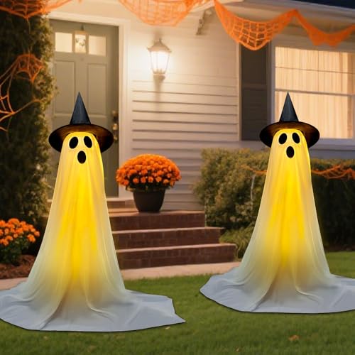JOKOSIS Halloween Decorations Outdoor & Indoor Decor - 2 Pack 59-inch Remote Control Spooky Ghost String Lights with Witch Hats の商品画像 6