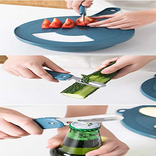 Mandolina cortadora multifunción con contenedor azul miniatura 2