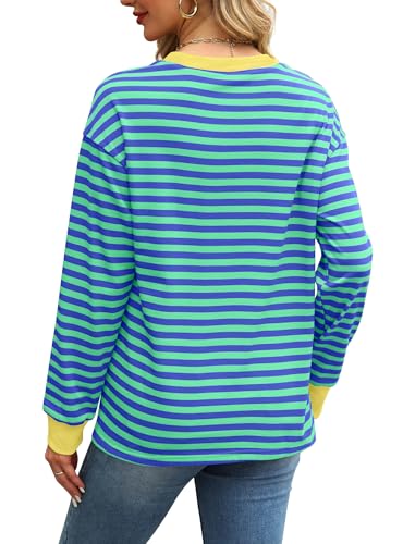 WIHOLL Womens Tunic Tops Long Sleeve Striped Shirts Crewneck Tops4