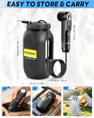 Bidé portátil recargable eléctrico para viaje con batería de 1600mAh, tanque de 2.5L, modos de rociado dual (chorro/ducha), bidé impermeable IPX6 personal para hogar y baño miniatura 2
