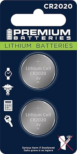 Premium Batteries CR2020 - Batería de litio de 3 V, apta para niños (paquete de 2)