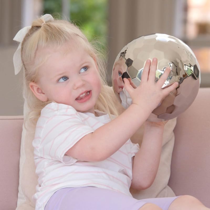 tickit Sfera sensoriale Jumbo in Acciaio Inox – Palla sfaccettata a Specchio con Suono Shaker per esplorazione sensoriale, Gioco di Movimento e apprendimento precoce