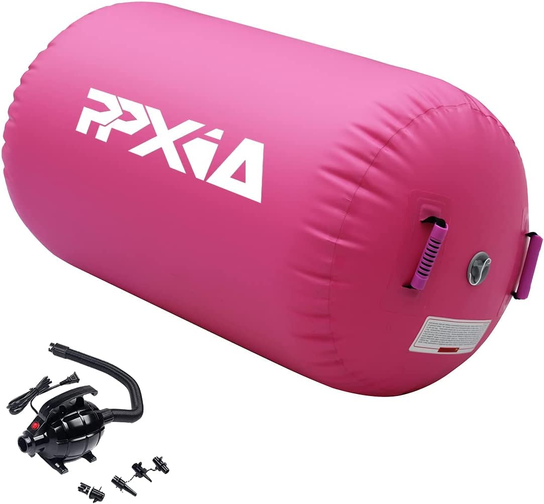 Gymnastics Air Roller Air Barrel Inflatable Tumbling Mat, Tumble Track Backhandspring Mat Gymnastic Equipment with Pump for Yoga Training Cheerleading Home Use