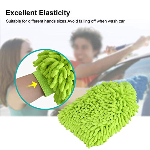 Image of Double Sided Large Size Microfiber Hand Gloves Duster Super Absorbent Wash Mitt for Home, Office, Kitchen, Windows, Car, Bike Cleaning & Washing Purpose, Multicolor, 1 Piece