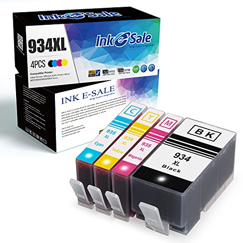 INK E-SALE Compatible 934XL 935XL Ink Cartridge Replacement for HP 934 xl 935 xl Cartridge (Black Cyan Magenta Yellow 4Pack) for use in HP OfficeJet Pro 6220 6230 6800 6815 6820 6825 6830 6835 Printer