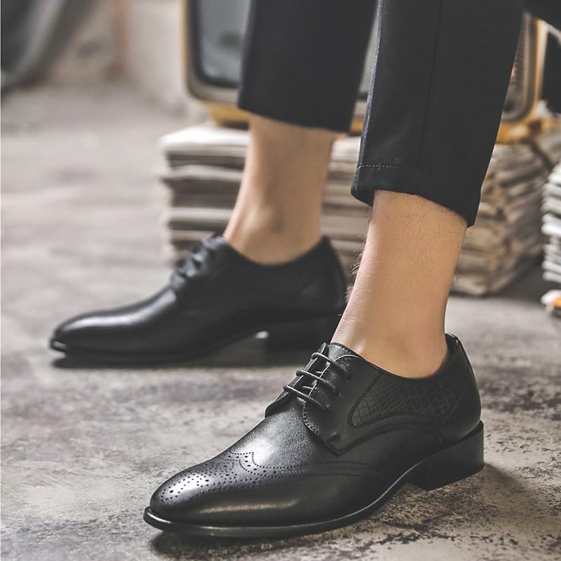Uniform Formal Shoes Dress Oxford for Men Leather Lace-up Plain Toe Slip Resistant Block Heel Anti-Slip Rubber Sole Prom Wedding3