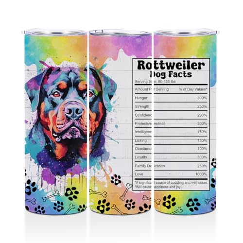 Rottweiler Gifts for Women, 20 Oz Straight Skinny Tumblers, Stain...