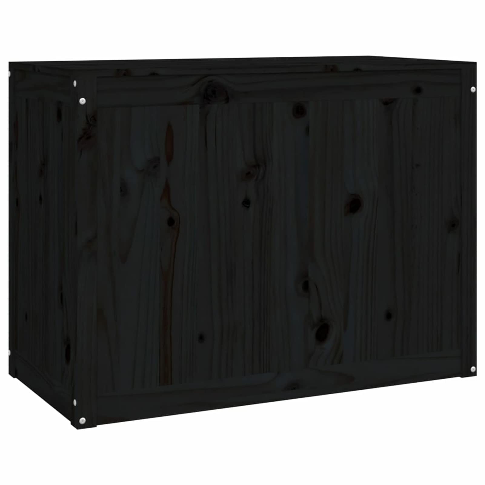 Homgoday Caja para la colada negra 88,5 x 44 x 66 cm madera maciza de pino, muebles, baúles y baúles, contenedor de jardín, porta herramientas de jardín, puf de exterior, baúl de exterior