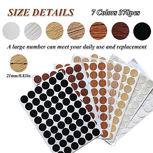 21mm Tapas Adhesivas para Agujeros de Tornillos de PVC, 378 piezas, Diseño Grano de Madera miniatura 3