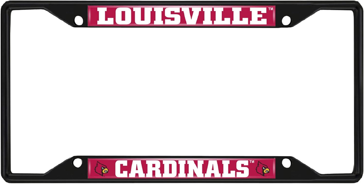 FANMATS 31260 Louisville Cardinals Metal License Plate Frame Black Finish