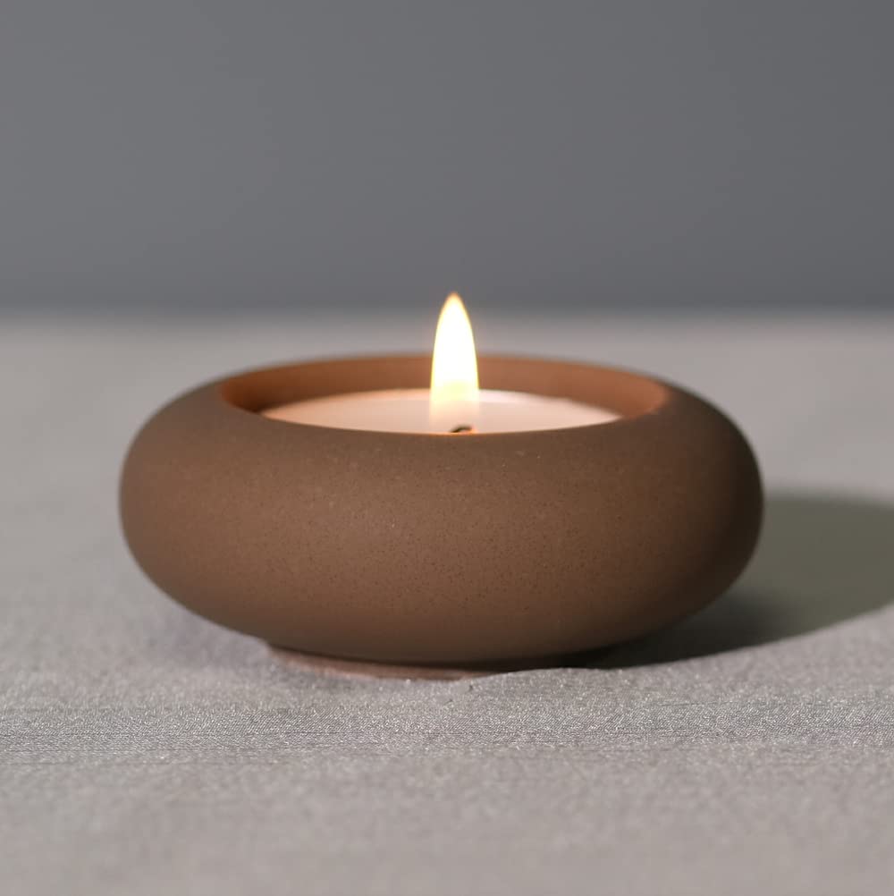 ICNBUYSHandmade Pebble Tea Light Holder - Handmade Decoration for a Calming Cosy Home Decoration (E)