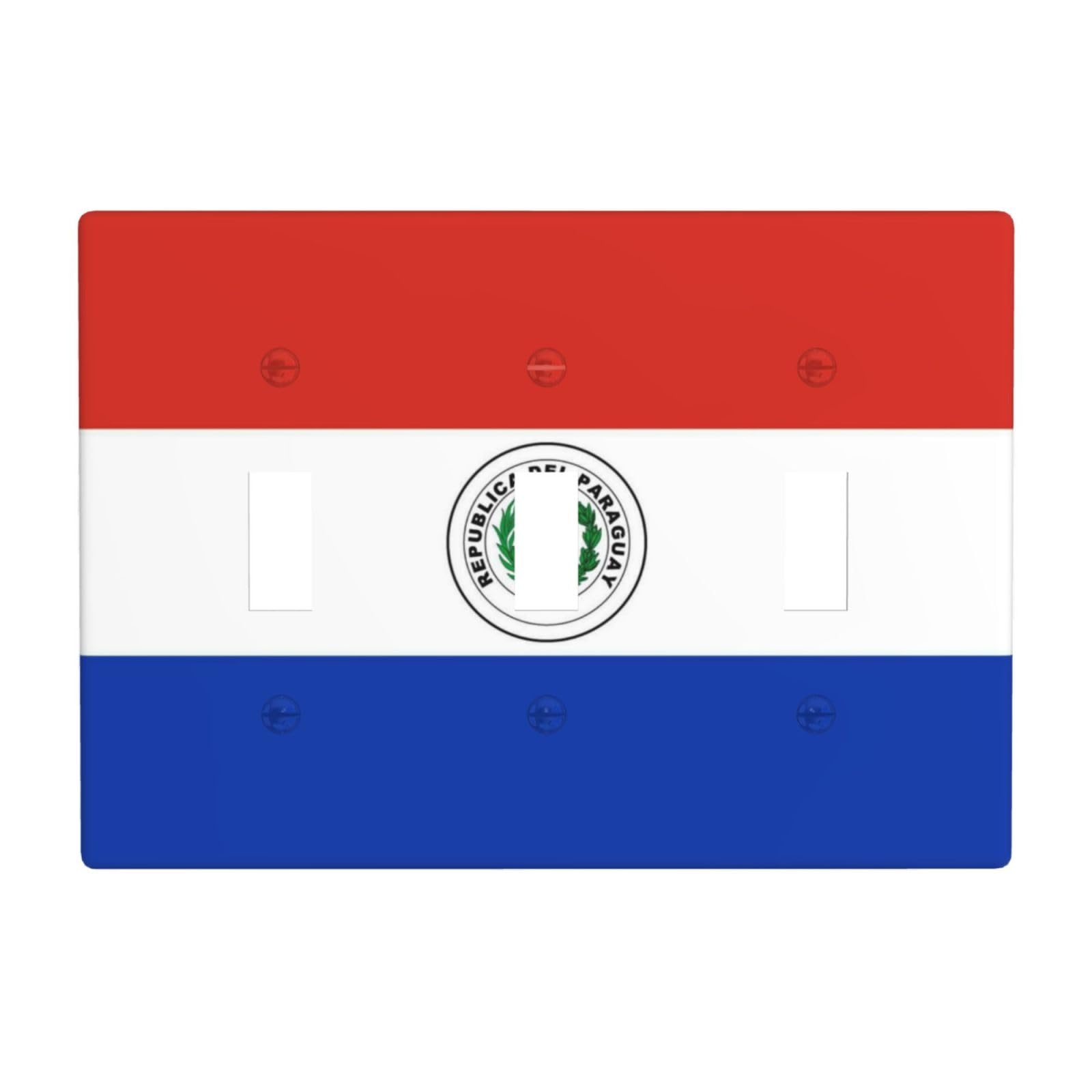 Flag of Paraguay 3 Gang Switch Plate Cover-Unbreakable Polycarbonate Wall Plate, Heat Resistant Toggle Switch Decor for Home